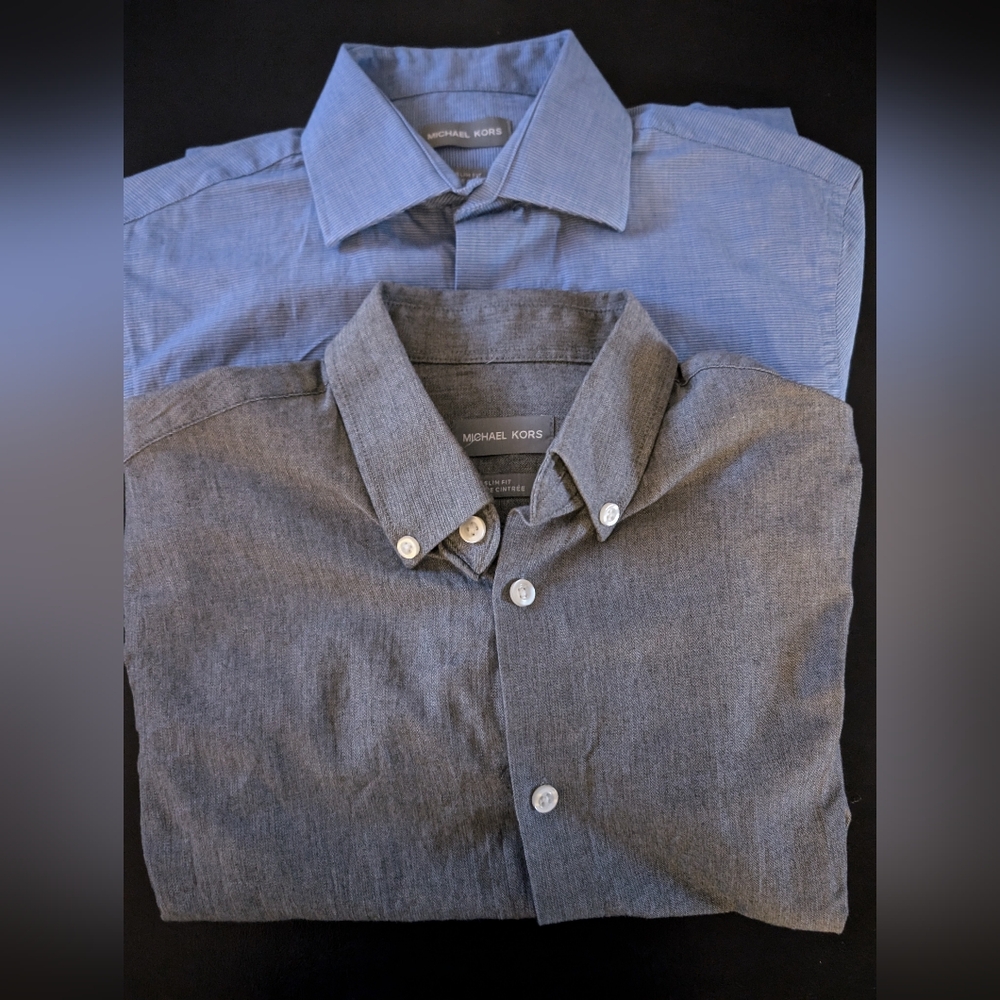 🛍️Michael Kors x2 Men's Slim Fit Size Small oeko-tex Button Down Shirt